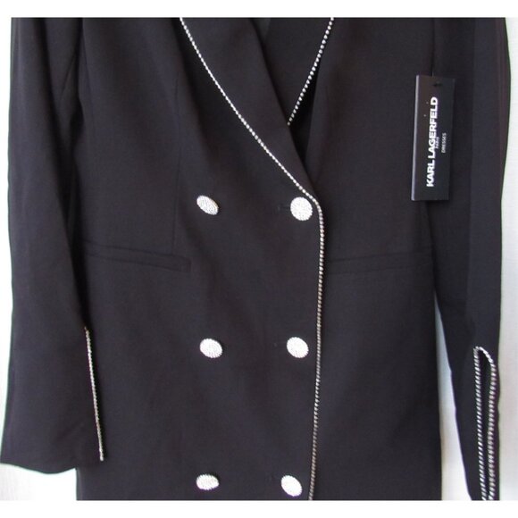 Karl Lagerfeld Paris Tailored Rhinestone-Trim Lined Tuxedo Dress Black Size2 NWT - Picture 5 of 5